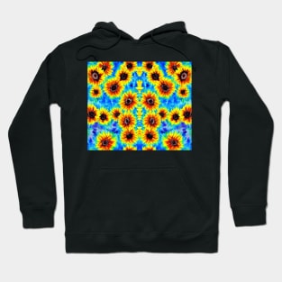 Tie Dye Sunflowers - Aquamarine Aesthetic Psychedelic Hoodie